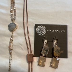 Rose gold earrings and necklace set